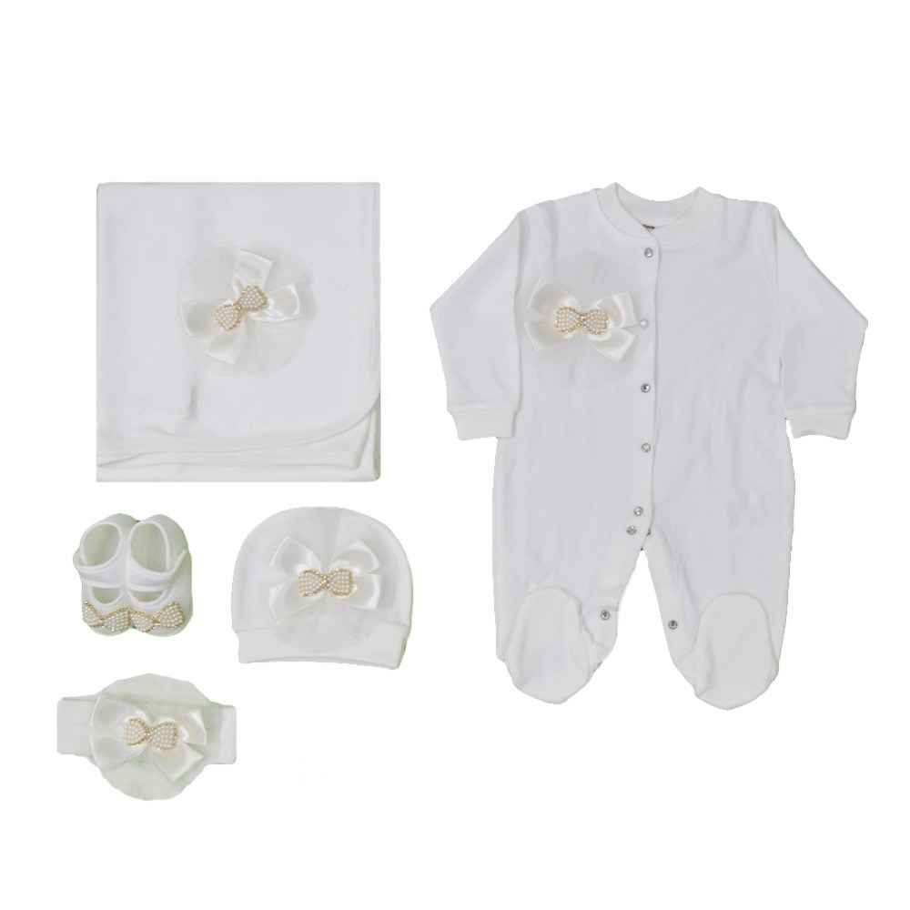 Eda Baby Lüx 5'li Hastane Çıkış Seti Krem