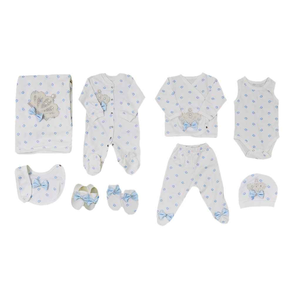 Eda Baby 9'lu Hastane Çıkış Seti Basklılı 9156 Mavi