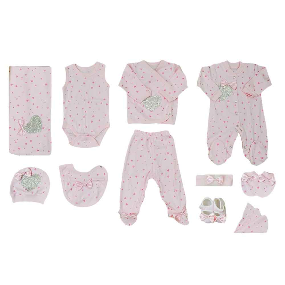 Eda Baby 7718 10'lu Bebek Hastane Çıkış Seti Pembe