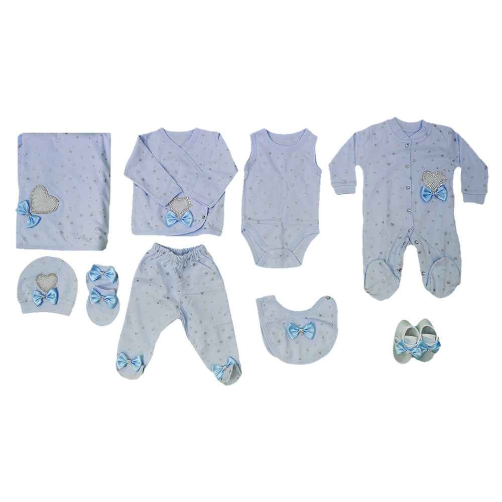 Eda Baby 7718 9'lu Bebek Hastane Çıkış Seti Mavi
