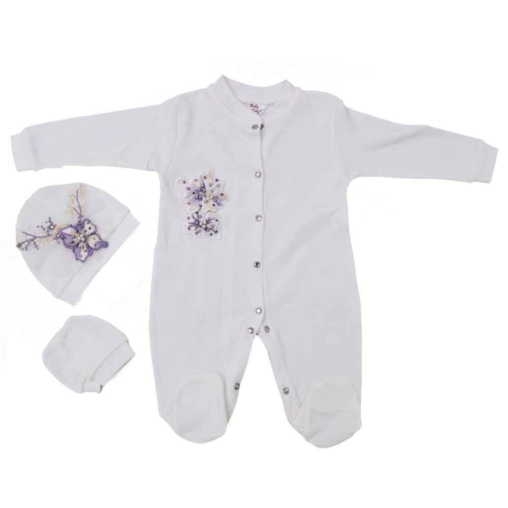 Eda Baby Dantelli Bebek Tulum Seti 1175 Mor