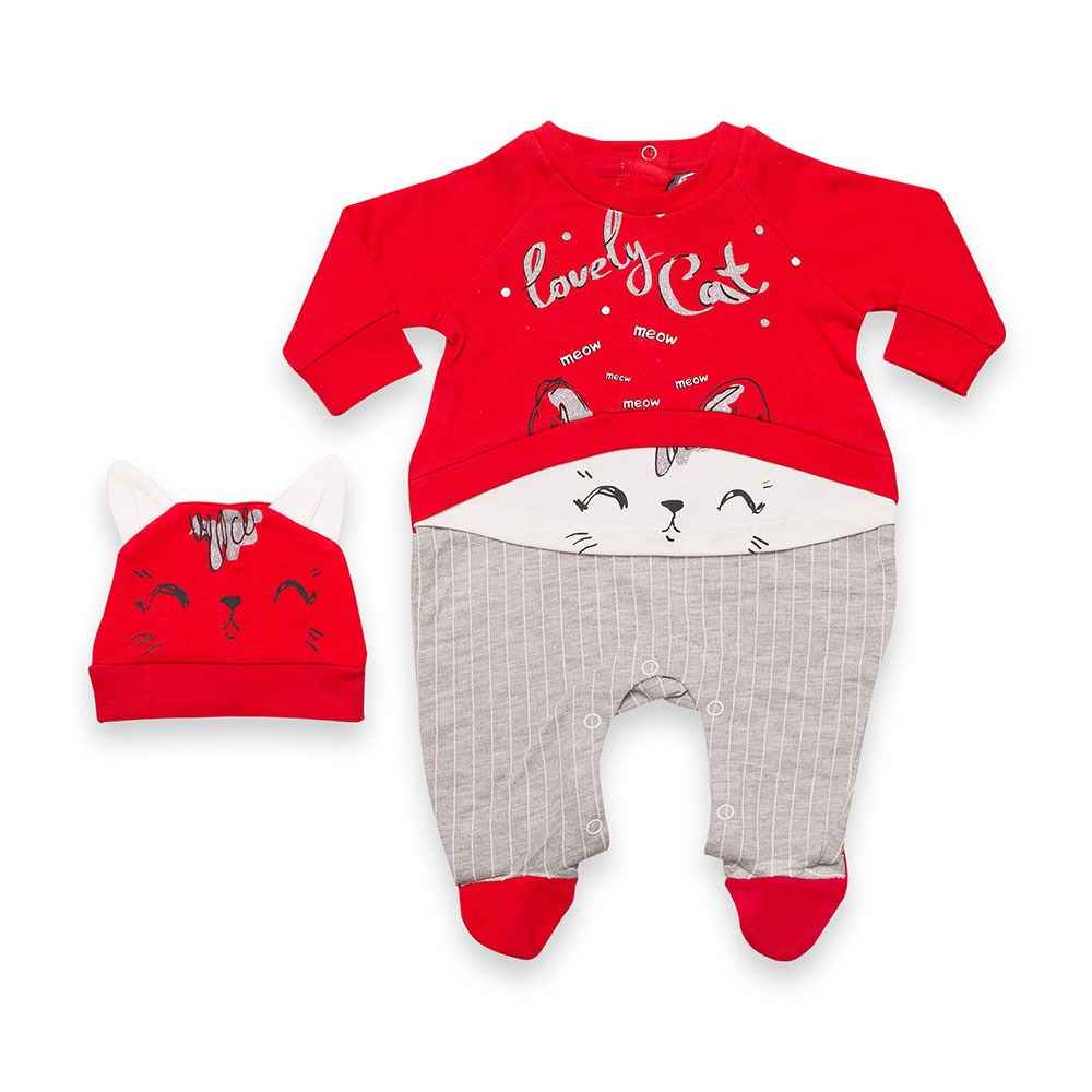 Babycool Lovely Cat Bebek Tulumu 77077 Kırmızı