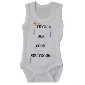 Sebi Bebe 5905 Baskılı Atlet Bebek Body Krem