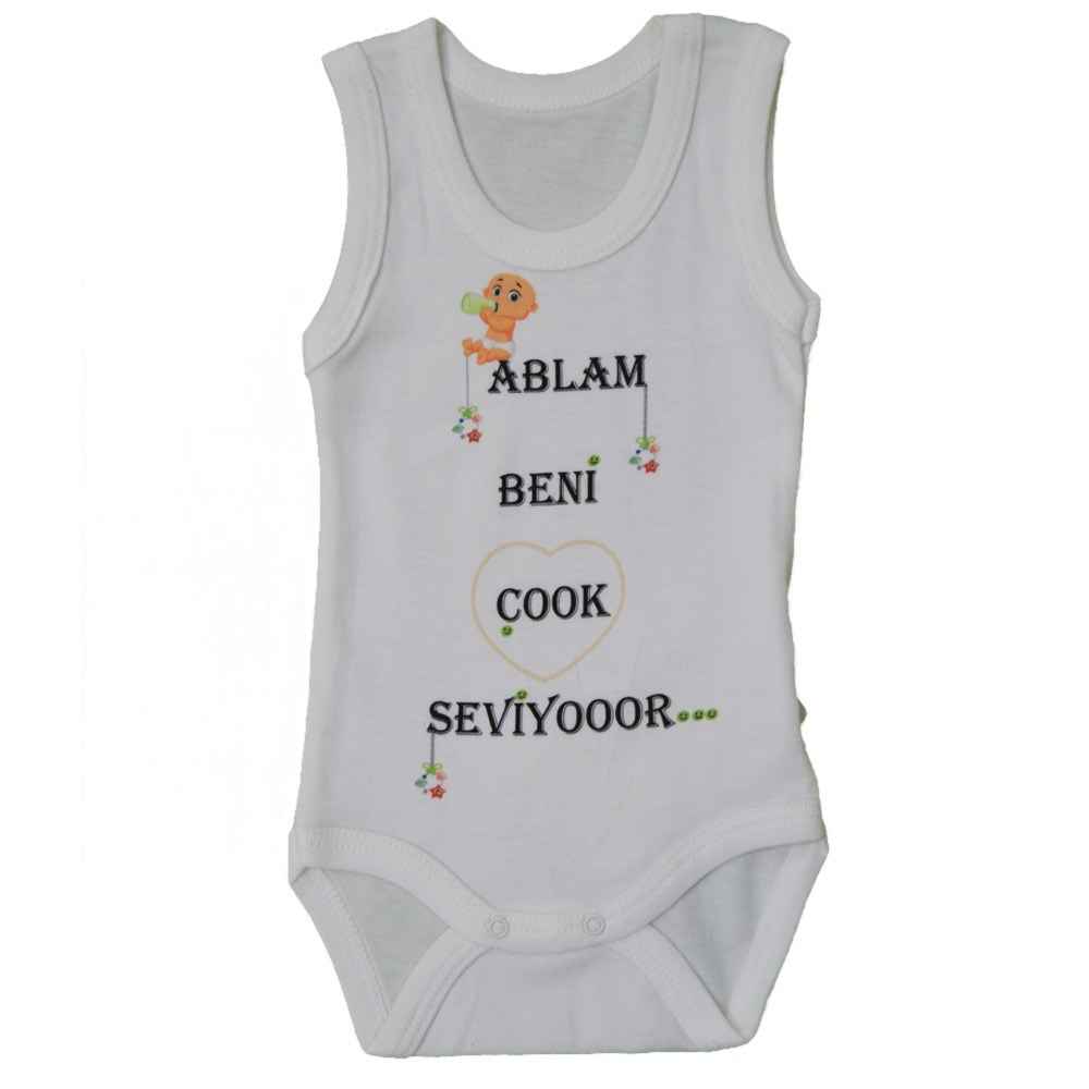 Sebi Bebe 5905 Baskılı Atlet Bebek Body Krem