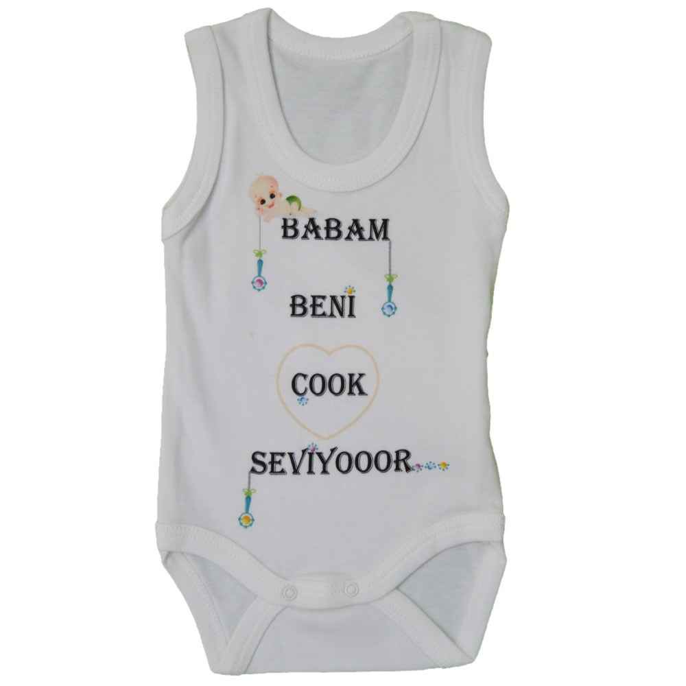 Sebi Bebe 5905 Baskılı Atlet Bebek Body Krem