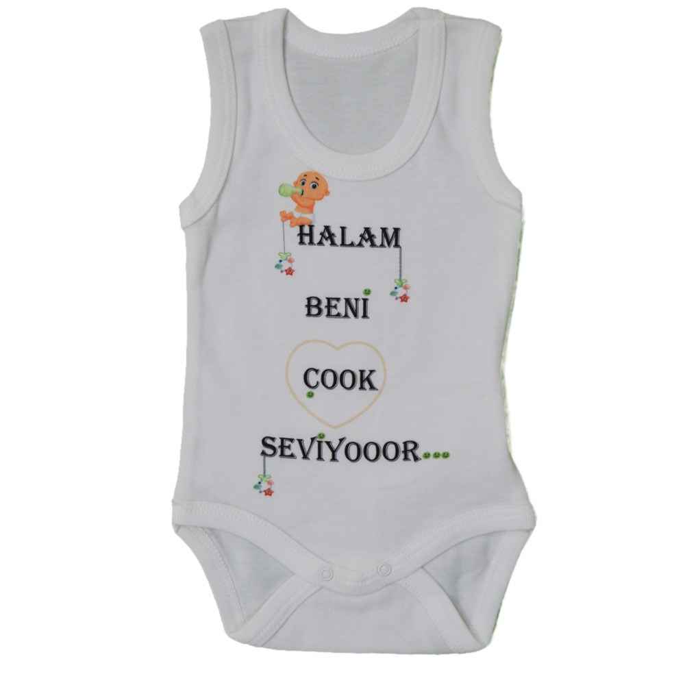 Sebi Bebe 5905 Baskılı Atlet Bebek Body Krem