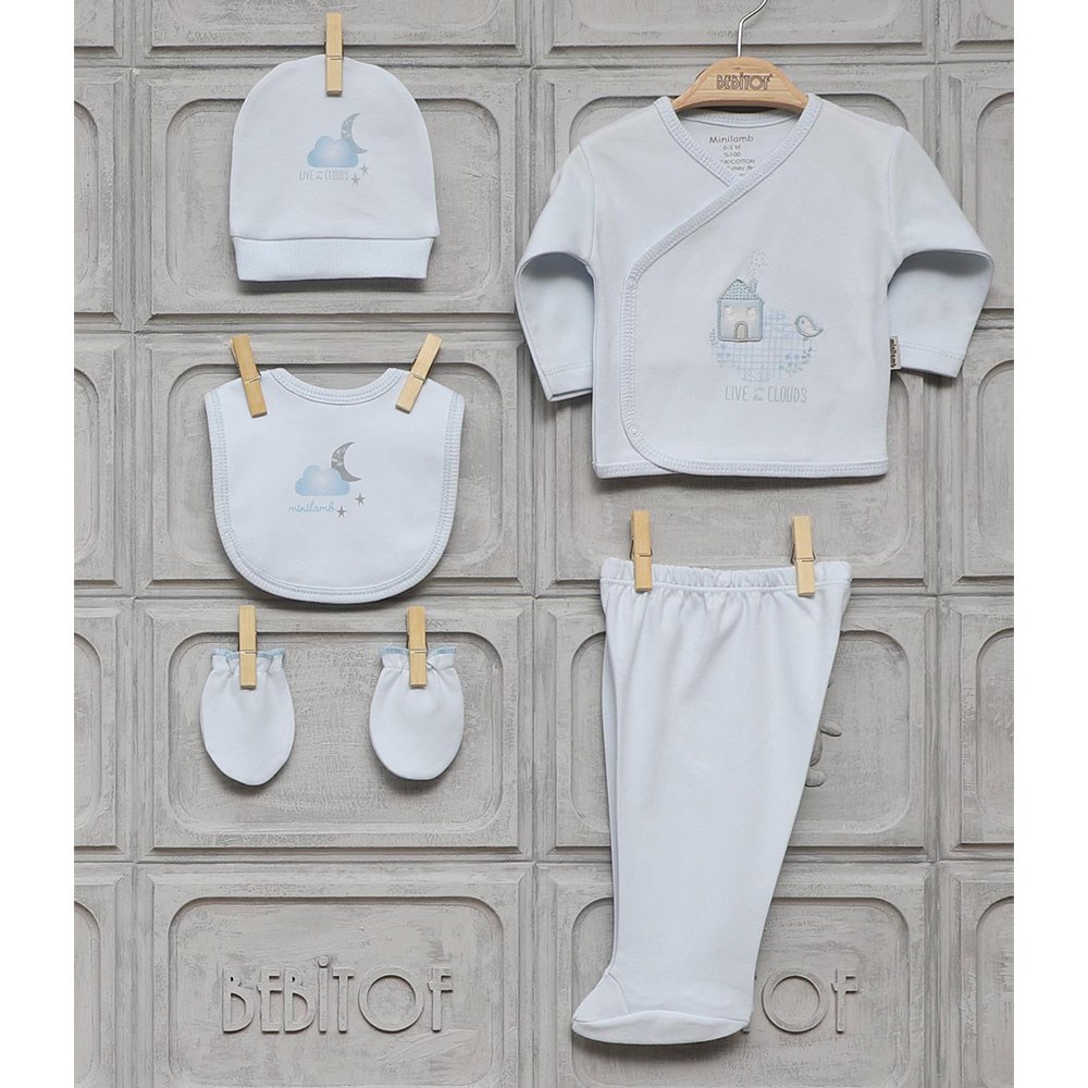 Minilamb 5�li Bebek Hastane Çıkış Seti 27006 Mavi Fiyatı