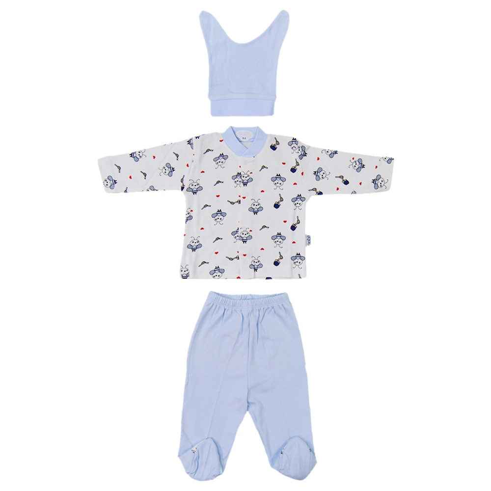 Sebi Bebe Bebek Pijama Takımı 2238 Beyaz-Mavi