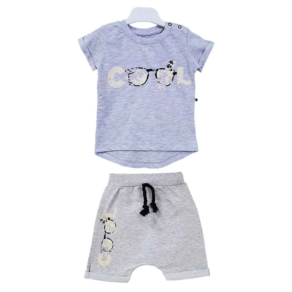 Babycool Kısa Kollu 2'li Bebek Takımı KMB06 Gri-Melanj