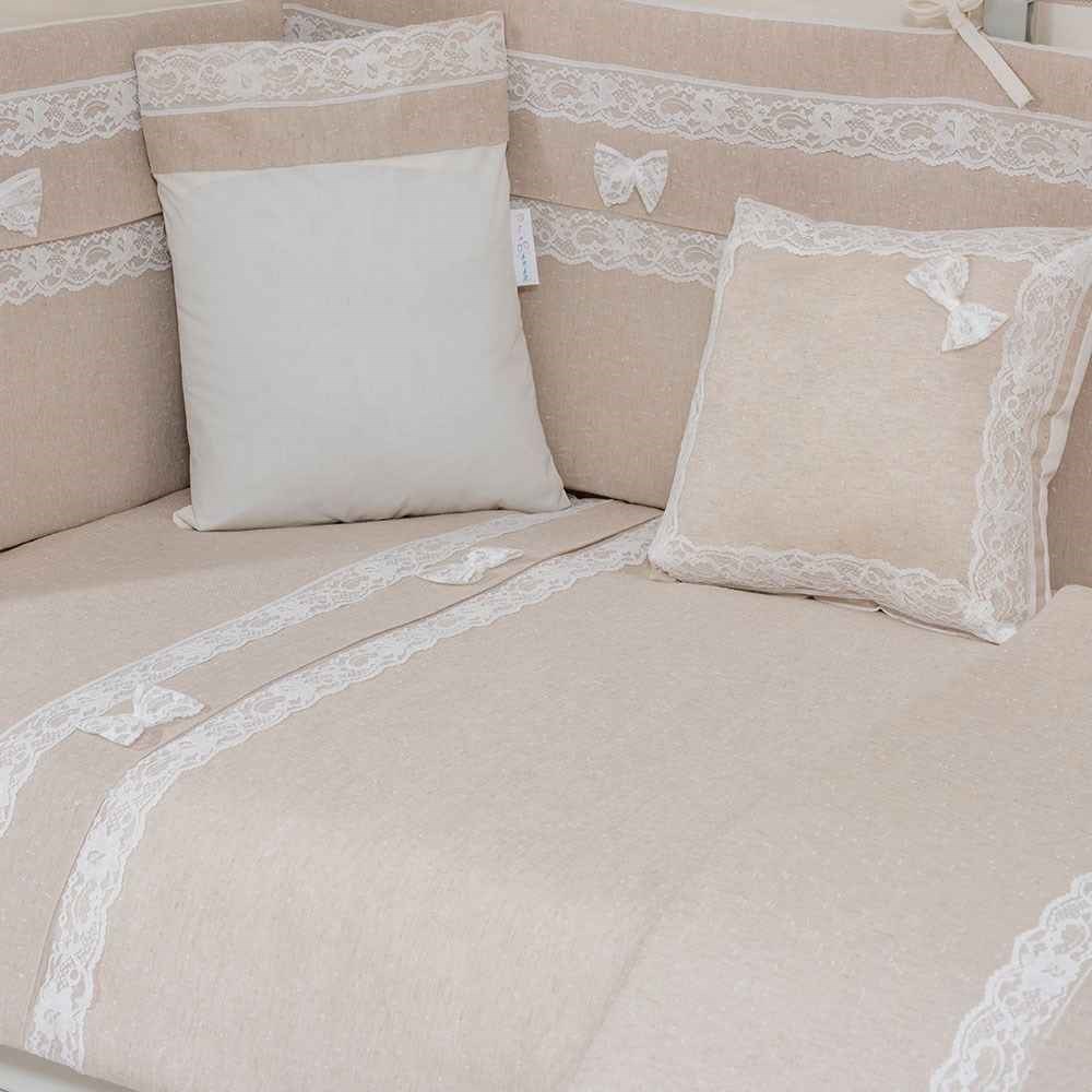 Mini Baby Linen Bebek Uyku Seti 10 Parça 75x130 cm Kahverengi