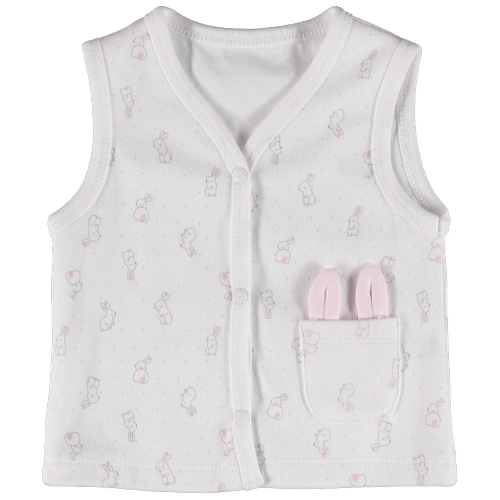 Bibaby Organik Bebek Yeleği 61294 Ekru-Pembe