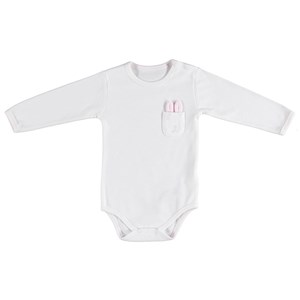 Bibaby Organik Rabbit Uzun Kollu Bebek Body 56615 Ekru-Pembe
