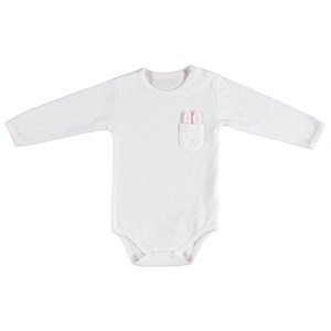 Bibaby Organik Rabbit Uzun Kollu Bebek Body 56615 Ekru-Pembe