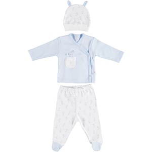 Bibaby Organik Rabbit 3'lü Bebek Zıbını 73140 Ekru-Mavi