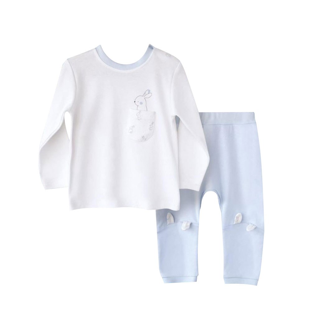 Bibaby Organik Rabbit 2li Bebek Takımı 59525 Ekru-Mavi