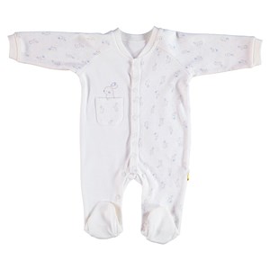 Bibaby Organik Rabbit Bebek Tulumu 60370 Ekru-Mavi