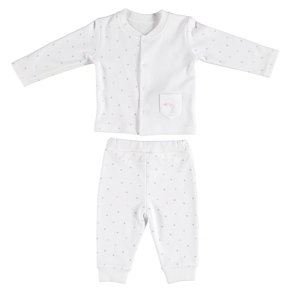 Bibaby Organik Gıraffe Bebek Pijama Takımı 59528 Ekru-Pembe