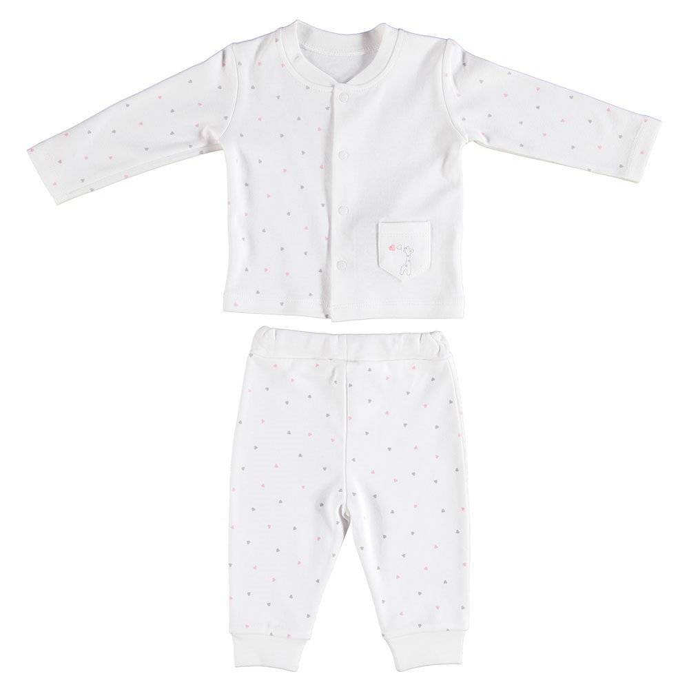 Bibaby Organik Gıraffe Bebek Pijama Takımı 59528 Ekru-Pembe