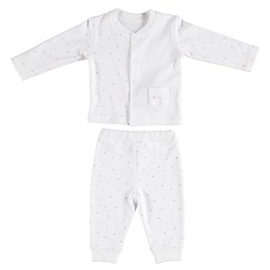 Bibaby Organik Gıraffe Bebek Pijama Takımı 59528 Ekru-Pembe