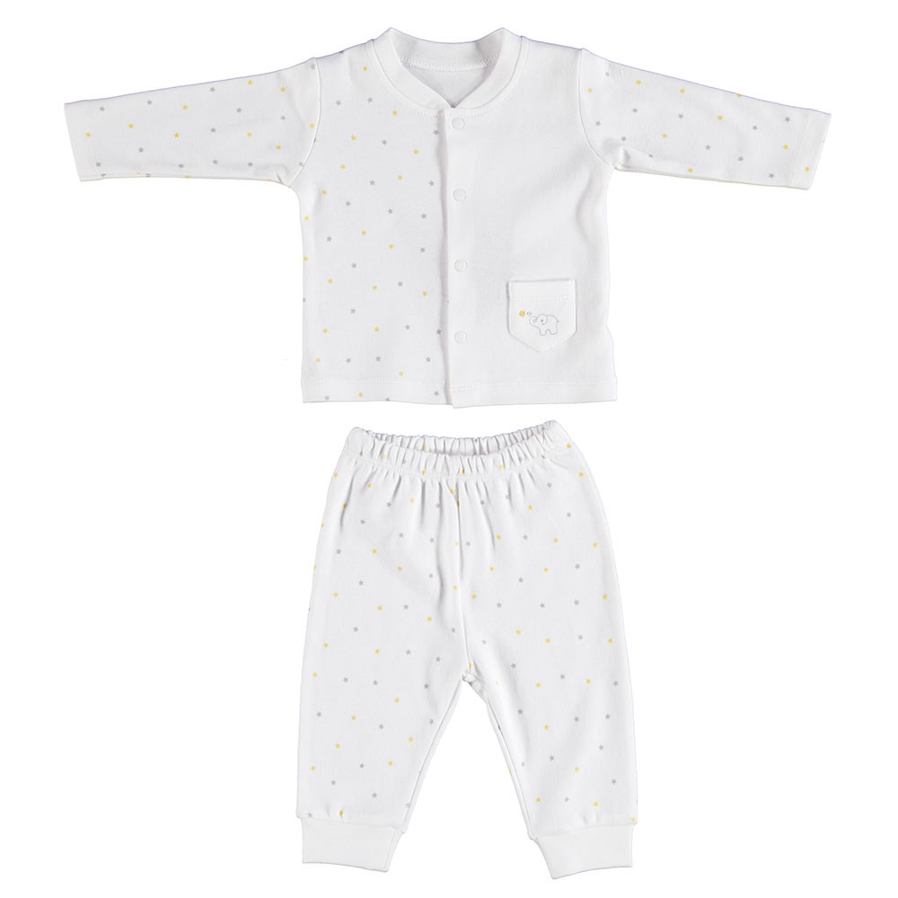 Bibaby Organik Elephant Bebek Pijama Takımı 59529 Ekru-Sarı