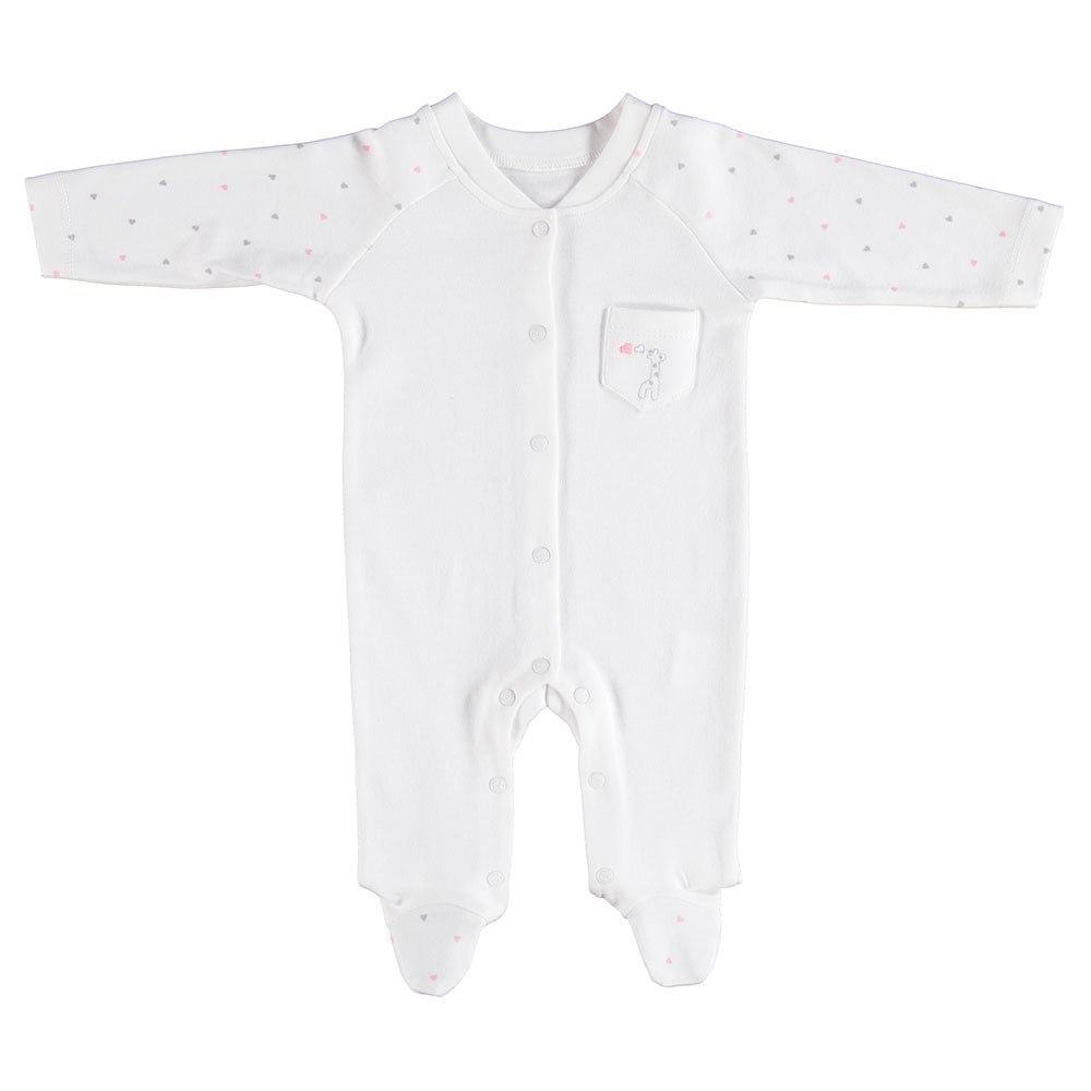 Bibaby Organik Gıraffe Bebek Tulumu 60373 Ekru-Pembe