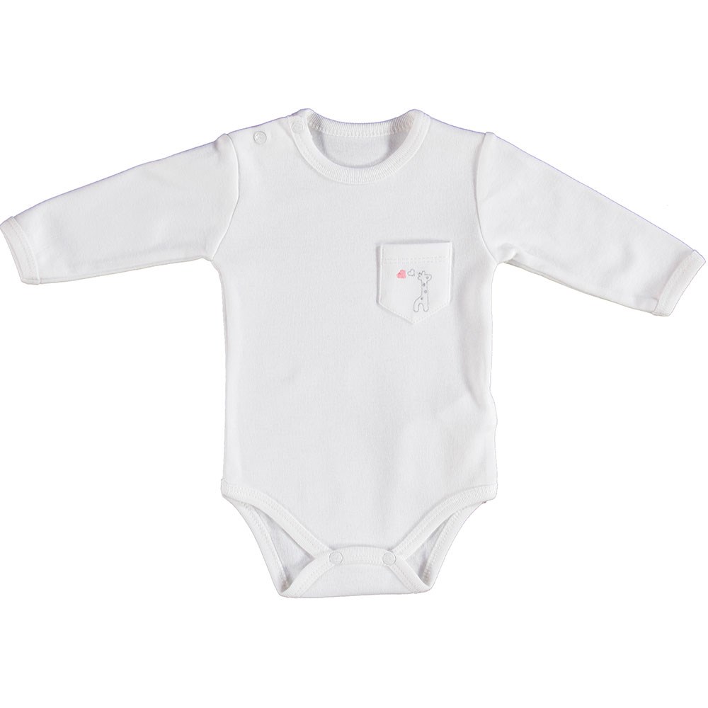 Bibaby Organik Gıraffe Uzun Kollu Bebek Body 56619 Ekru-Pembe