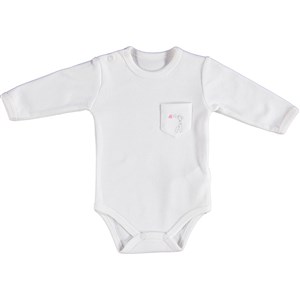 Bibaby Organik Gıraffe Uzun Kollu Bebek Body 56619 Ekru-Pembe