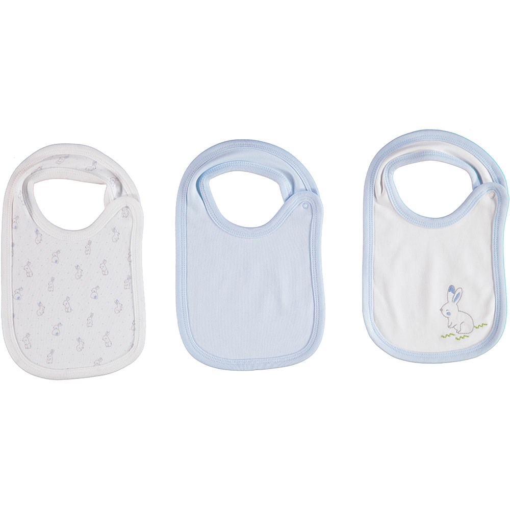 Bibaby Organik Rabbit 3lü Bebek Mama Önlüğü 75107 Ekru-Mavi