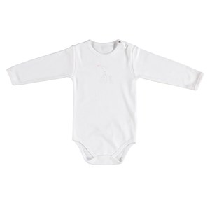 Bibaby Organik Gıraffe Uzun Kollu Bebek Body 56621 Ekru-Pembe