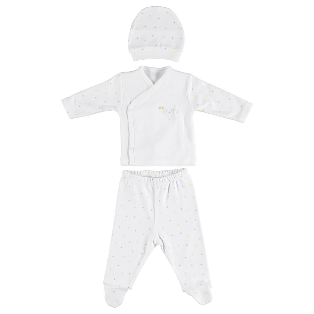 Bibaby Organik Elephant 3lü Bebek Zıbın Seti 73138 Ekru-Sarı
