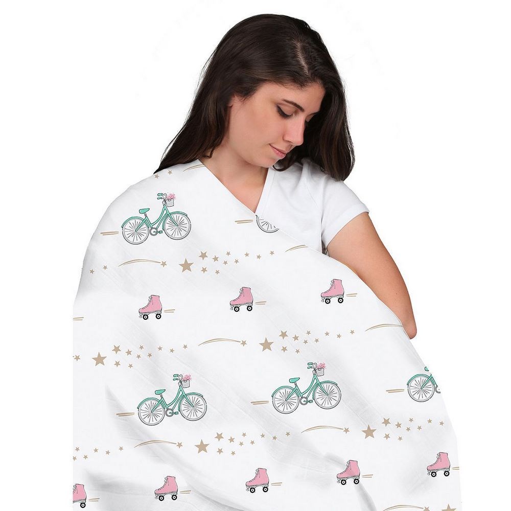 Momeasy İkili Müslin Örtü 100x120  Beyaz-Pembe