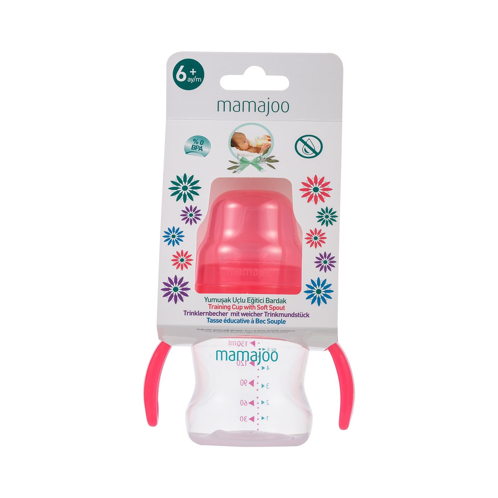 Mamajoo Kulplu Eğitici Bardak 150 ml Pembe