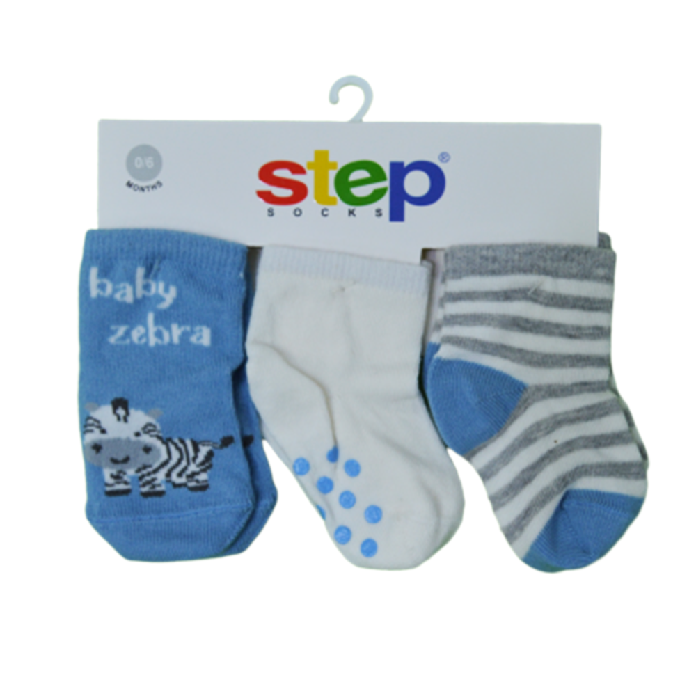 Step 3'lu Soket Bebek Çorabı 1972 Gri-Mavi