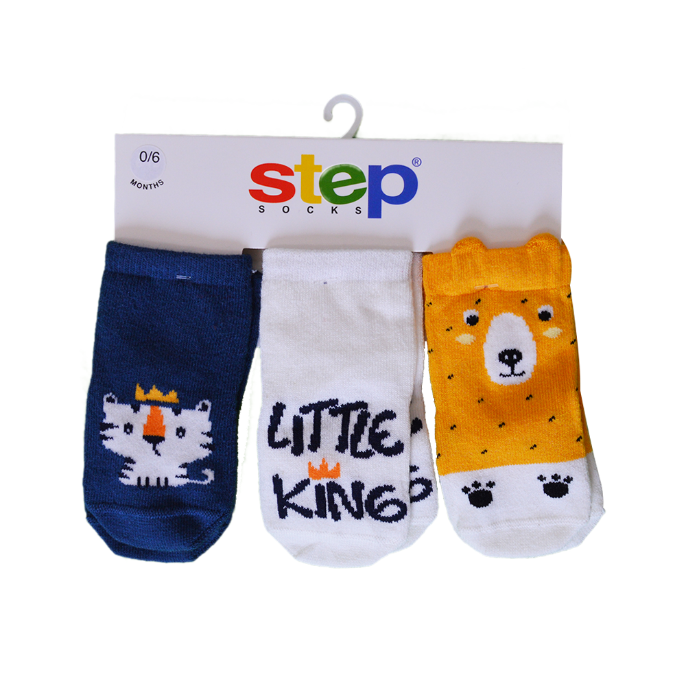 Step Üç Boyutlu Bebek Çorabı 3'lü 10040 Sarı-Lacivert