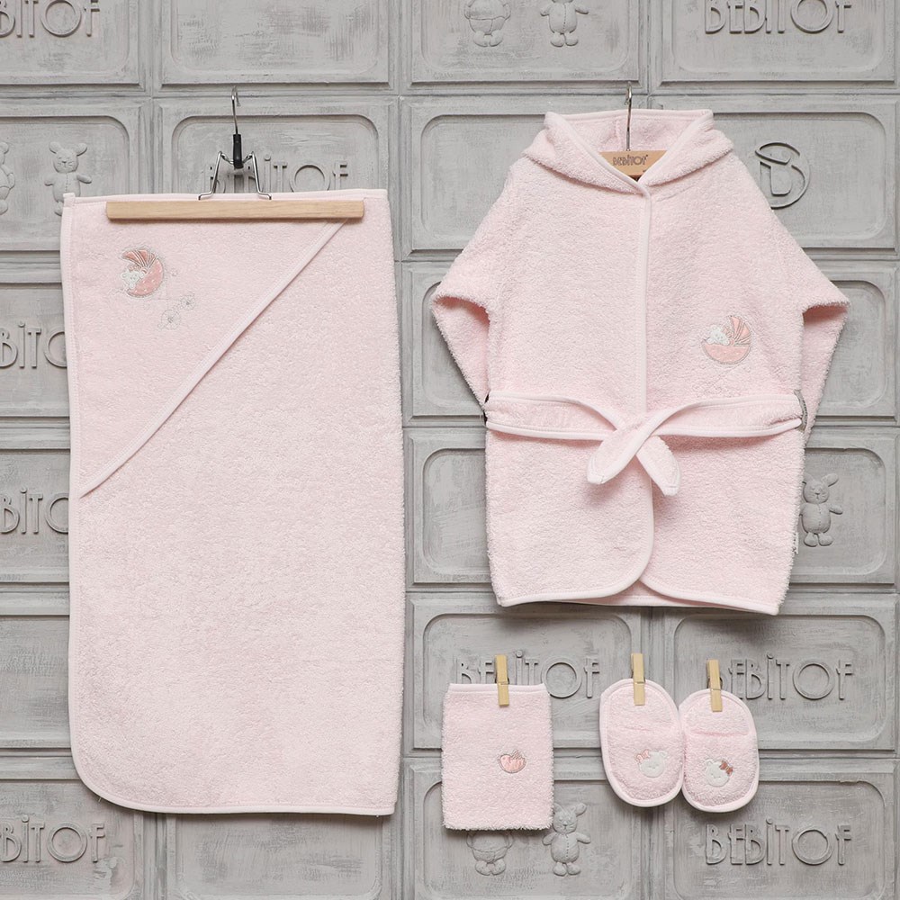 Bebitof Pusetli Bebek Bornoz Seti 30000 Pembe