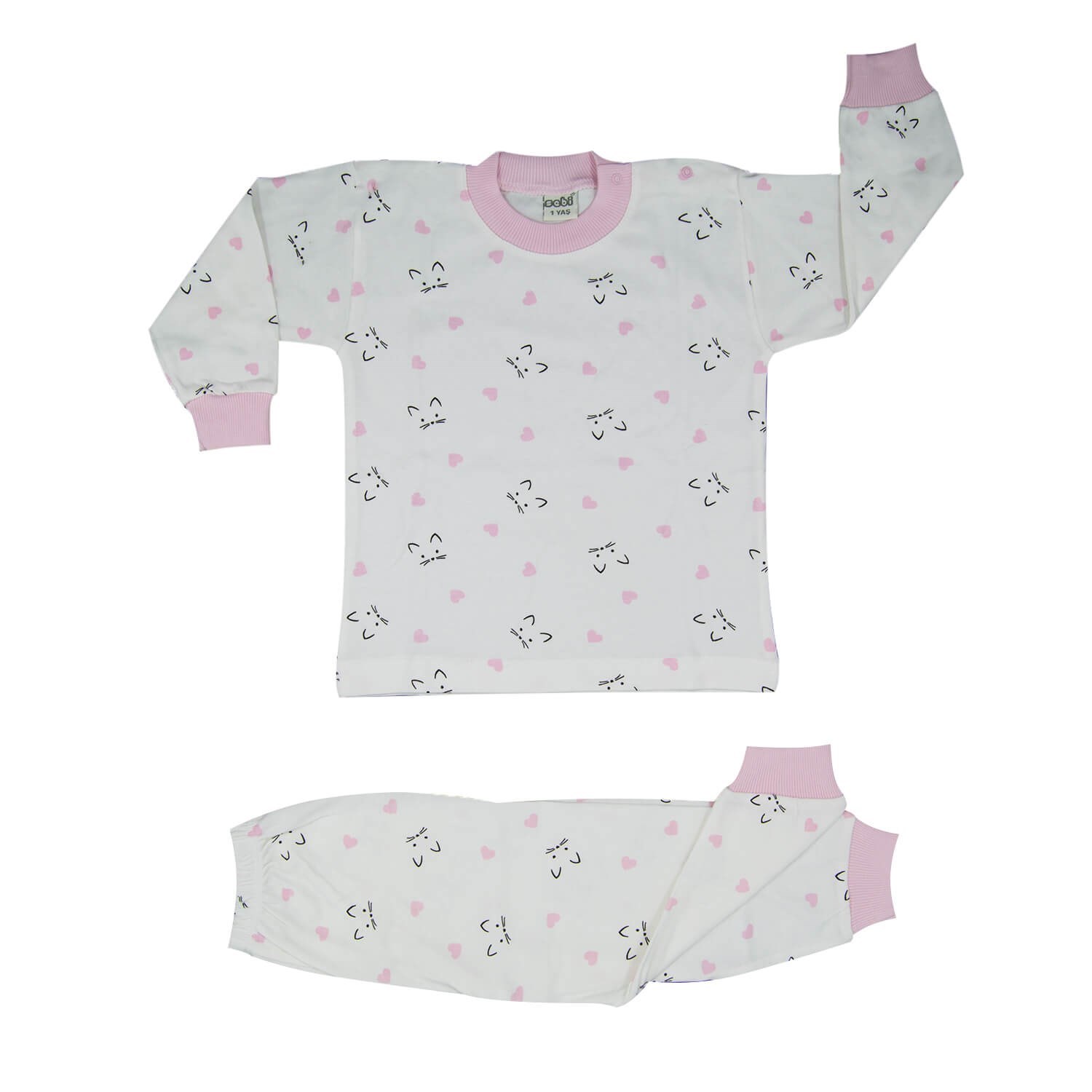 Sebi Bebe Bebek Pijama Takımı 2404 Krem-Pembe