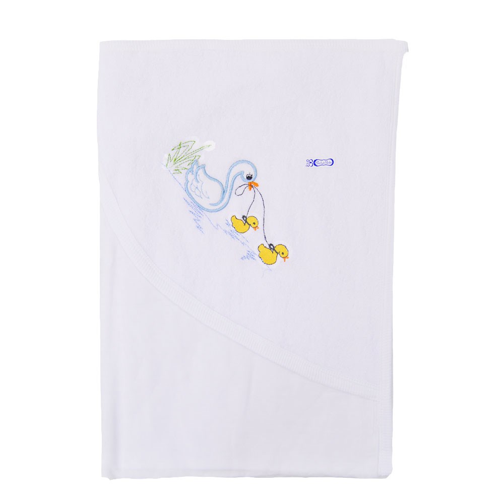 Bahar Bebe 0671 Bebek Havlusu Beyaz-Mavi