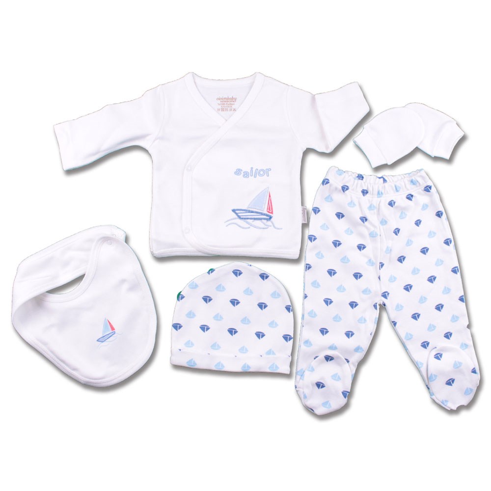 Ciccim Baby Bebek Hastane Çıkış Seti 5'li 4263 Mavi