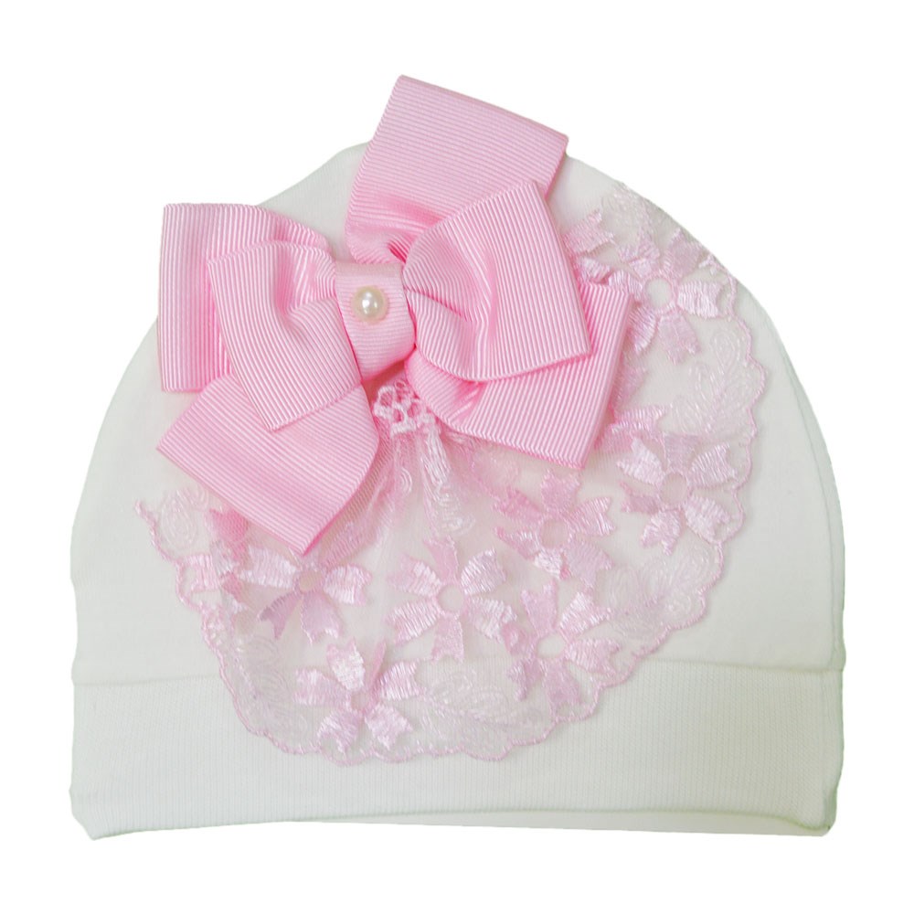 Sebi Bebe Bebek Şapkası 9505 Krem-Pembe