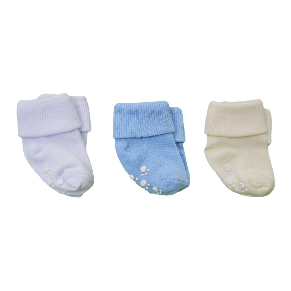 Sebi Bebe 3'lü Bebek Çorabı 131 Krem-Mavi