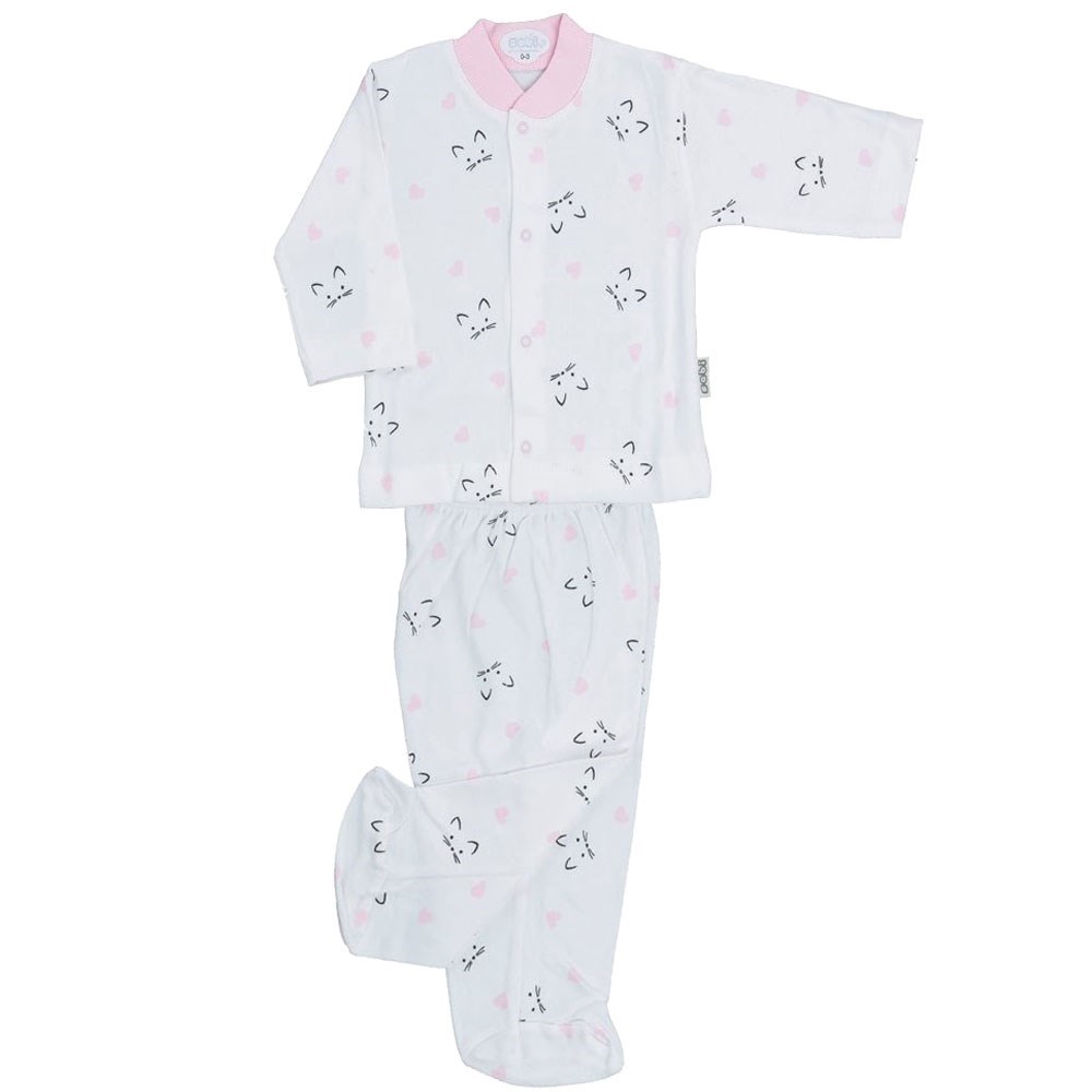 Sebi Bebe Bebek Pijama Takımı 2313 Krem-Pembe