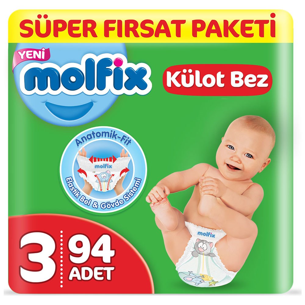 Molfix Pants Külot Bebek Bezi 3 Beden Süper Fırsat Paketi 94 Adet 