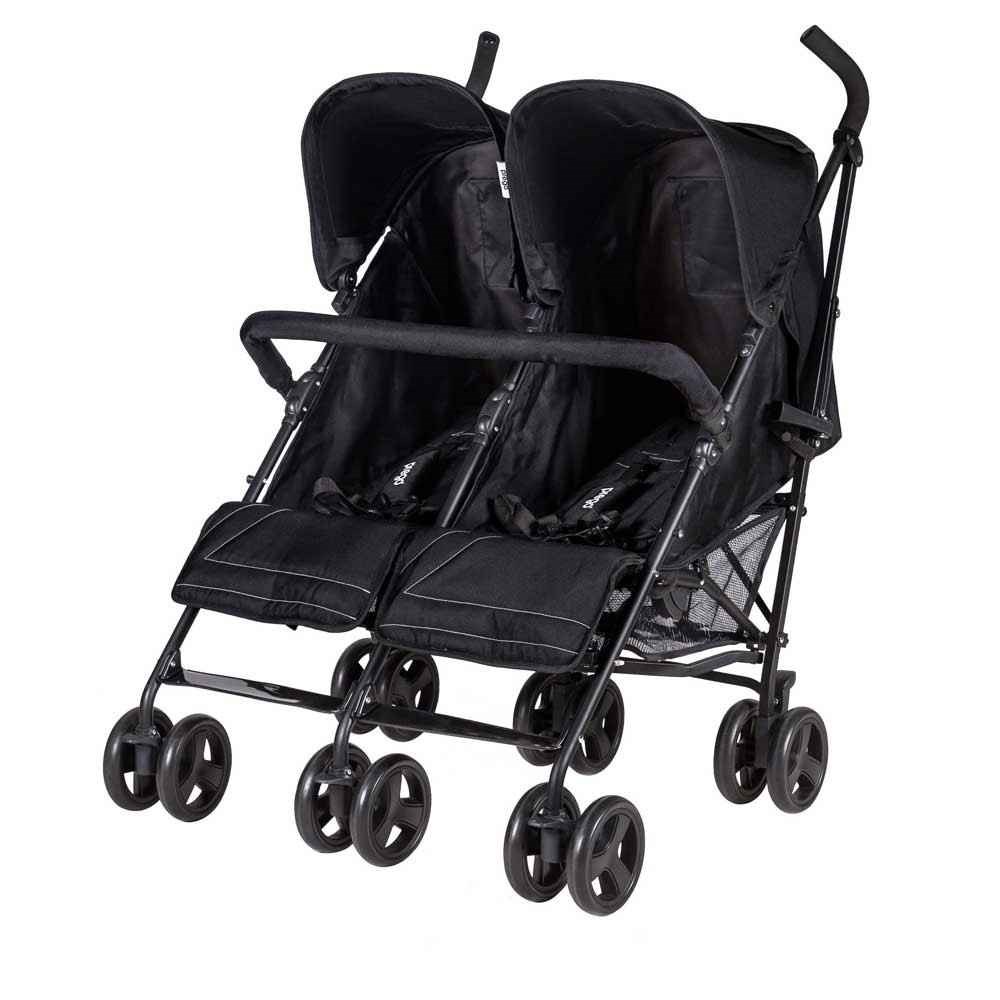 Prego Yan Yana İkiz Bebek Arabası Siyah