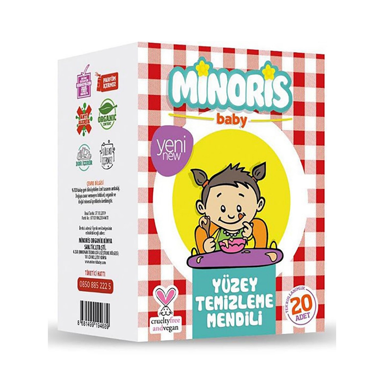 Minoris Baby Organik Yüzey Temizleme Mendili 20 Adet 