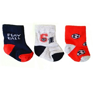 Bebengo 3'lü Soket Erkek Bebek Çorabı 9536 Gri-Kırmızı