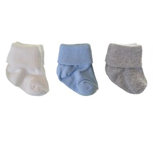 Bebengo 3'lü Soket Erkek Bebek Çorabı 9562 Gri-Mavi