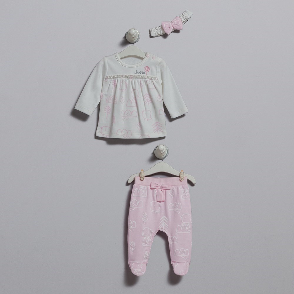 Caramell Patikli Bebek Alt Üst Takımı TKK5712 Ekru