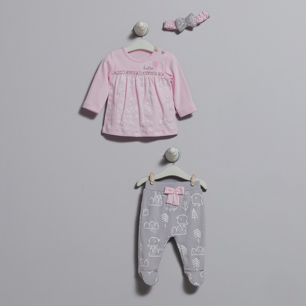 Caramell Patikli Bebek Alt Üst Takımı TKK5712 Pembe