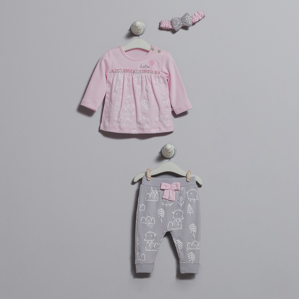 Caramell Patiksiz Bebek Alt Üst Takımı TKK5712P Pembe
