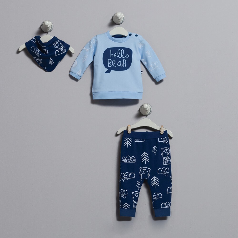 Caramell Patiksiz Bebek Alt Üst Takımı TKE5763P Mavi